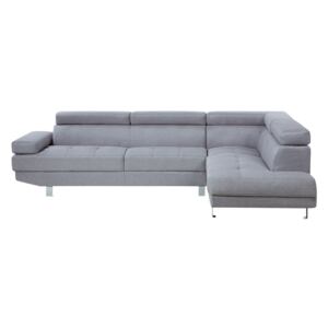 Corner Sofa Light Grey Fabric L-shaped Adjustable Headrests and Armrests Beliani