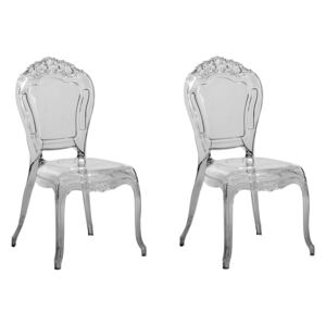 Set of 2 Dining Chairs Black Transparent Acrylic Solid Back Armless Stackable Vintage Modern Design Beliani