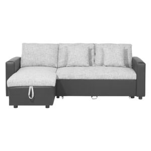Corner Sofa Bed Black Grey Fabric with Sto Hand Orage L-Shaped Rightrientation Classic Beliani