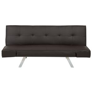 3 Seater Sofa Bed Black Faux Leather Armless Modern Beliani