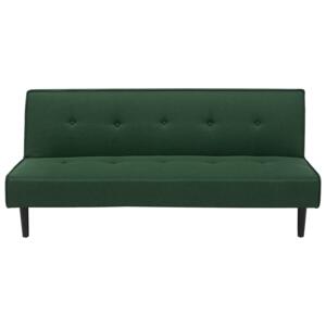 Sofa Bed Dark Green 3 Seater Buttoned Seat Click Clack Beliani