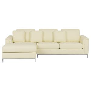 Corner Sofa Beige Leather Upholstered L-shaped Right Hand Orientation Beliani