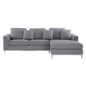 Corner Sofa Light Grey Fabric Upholstered L-shaped Left Hand Orientation Beliani