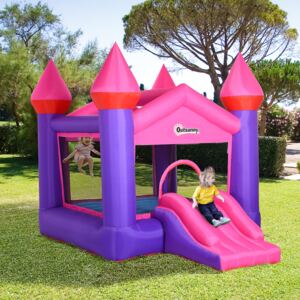Outsunny Kids Bounce Castle House Inflatable Trampoline Slide 2 in 1 with Inflator for Kids Age 3-12 Multi-color 3.5 x 2.5 x 2.7m