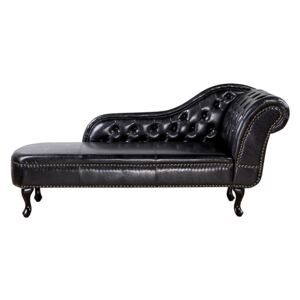 Chaise Lounge Black Right Hand Faux Leather Buttoned Beliani