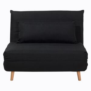 Small Sofa Bed Black Fabric 1 Seater Fold-Out Sleeper Armless Scandinavian Beliani