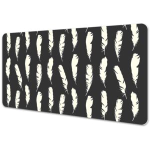 Large desk mat for children white feathers 45x90cm