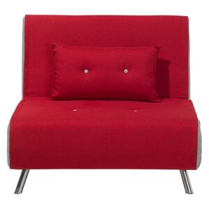 Sofa Bed Red Fabric Upholstery Single Sleeper Fold Out Chair Bed Beliani