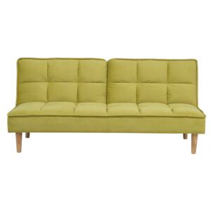 Sofa Bed Green 3 Seater Reclining Back Quilted Beliani