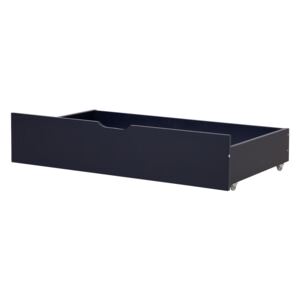 Set of 2 Bed Storage Drawers Navy Blue Solid Wood Underbed Boxes with Wheels Beliani