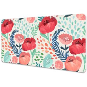 Large desk mat table protector Red poppies 45x90cm