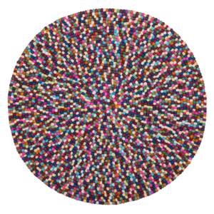 Area Rug Multicolour 140 cm Wool Felt Ball Hand-Woven Beliani
