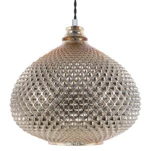 Ceiling Lamp Gold Glass 88 cm Pendant Carved Shade Ambient Glam Beliani