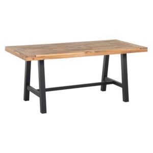 Dining Table Light Acacia Wood and Black 170 x 80 cm Outdoor Indoor Modern Beliani