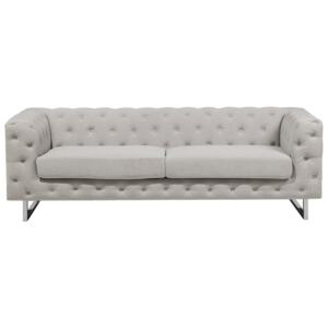 3 Seater Chesterfield Sofa Beige Ivory Button Tufted Beliani