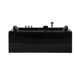 Bath Black Acrylic 183 x 90 cm Right Hand Massage Jets Headrest LED Lights Beliani