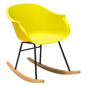 Rocking Chair Yellow Synthetic Material Metal Legs Shell Seat Solid Wood Skates Modern Style Beliani