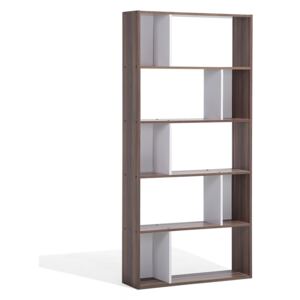 Bookcase Dark Wood and White 174 x 83 cm Large and Small Shelves Scandinavian Beliani