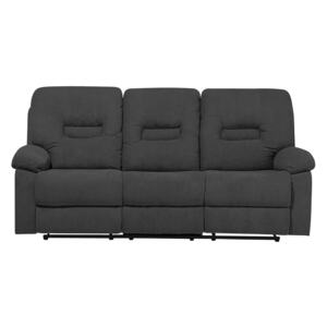 Recliner Sofa Dark Grey 3 Seater Manually Adjustable Back and Footrest Beliani