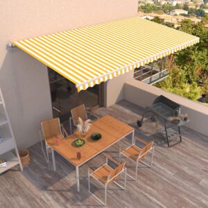 VidaXL Manual Retractable Awning 600x300 cm Yellow and White