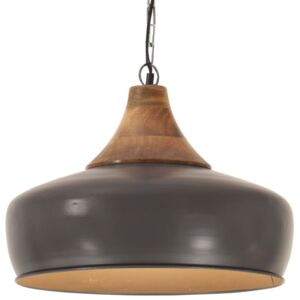 VidaXL Industrial Hanging Lamp Grey Iron & Solid Wood 35 cm E27