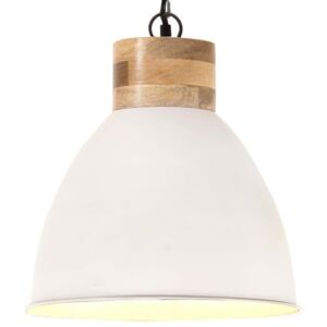 VidaXL Industrial Hanging Lamp White Iron & Solid Wood 46 cm E27