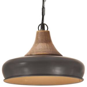 VidaXL Industrial Hanging Lamp Grey Iron & Solid Wood 26 cm E27