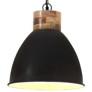 VidaXL Industrial Hanging Lamp Black Iron & Solid Wood 46 cm E27