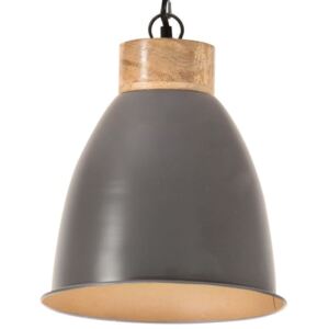 VidaXL Industrial Hanging Lamp Grey Iron & Solid Wood 23 cm E27