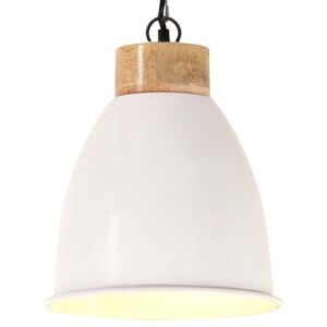 VidaXL Industrial Hanging Lamp White Iron & Solid Wood 23 cm E27