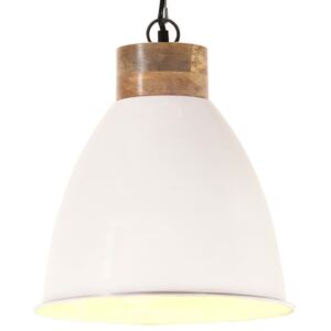VidaXL Industrial Hanging Lamp White Iron & Solid Wood 35 cm E27