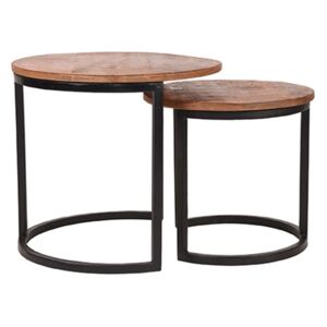 LABEL51 2 Piece Coffee Table Set Duo Wood/Black