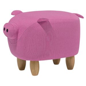 Animal Pig Children Stool Pink Fabric Wooden Legs Nursery Footstool Beliani