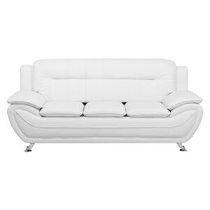 3 Seater Sofa White Faux Leather Pillow Top Arms Modern Beliani