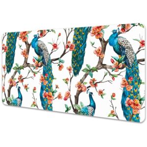 Large desk pad PVC protector colorful peacock 45x90cm