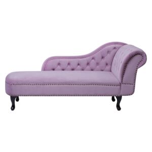 Chaise Lounge Pink Right Hand Velvet Buttoned Nailheads Beliani