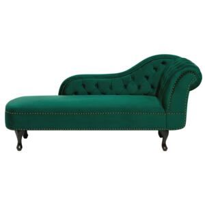Chaise Lounge Green Right Hand Velvet Buttoned Nailheads Beliani