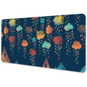 Large desk mat table protector colorful houses 45x90cm