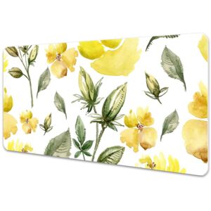 Large desk pad PVC protector yellow flowers 45x90cm