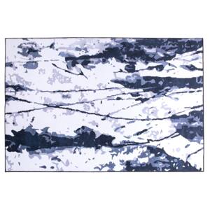 Rug White and Blue 140 x 200 cm Abstract Paint Effect Printed Low Pile Modern Beliani
