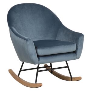 Rocking Chair Blue Velvet Light Wood Base Nursery Glam Modern Style Beliani