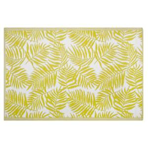 Outdoor Rug Mat Yellow Synthetic 120 x 180 cm Palm Leaf Floral Pattern Eco Friendly Modern Beliani