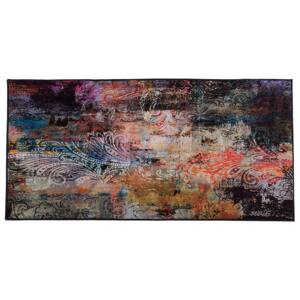 Area Rug Carpet Multicolour Polyester Fabric Floral Paisley Abstract Pattern Rubber Coated Bottom 80 x 150 cm Beliani
