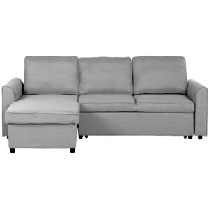 Corner Sofa Bed Grey Fabric Upholstered Right Hand Orientation with Storage Bed Beliani
