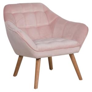 Armchair Pink Velvet Fabric Upholstery Glam Accent Chair with Wooden Legs Beliani