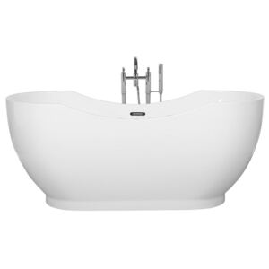 Freestanding Bath Glossy White Sanitary Acrylic Single 169 x 77 cm Oval Modern Design Beliani