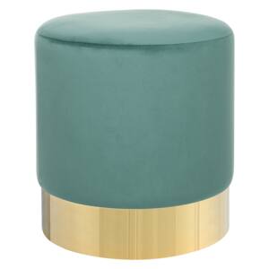 Footstool Green Velvet Round Dressing Pouffe Glam Stool with Gold Beliani