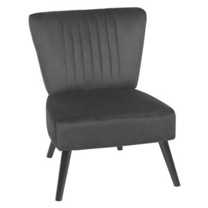 Armchair Black Velvet Armless Accent Chair Armless Vertical Tufting Wooden Legs Beliani