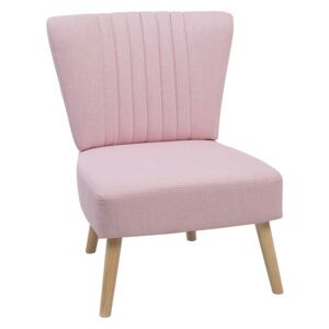 Armchair Pink Armless Accent Chair Armless Vertical Tufting Wooden Legs Beliani