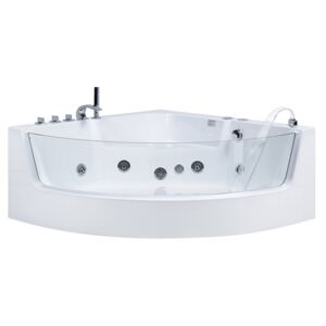 Corner Whirlpool Bath White Sanitary Acrylic with LED 4 Jest Modern Style Beliani